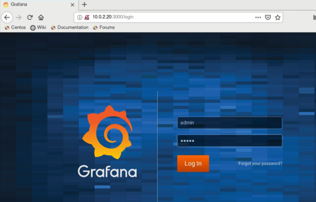 Grafana sign in page